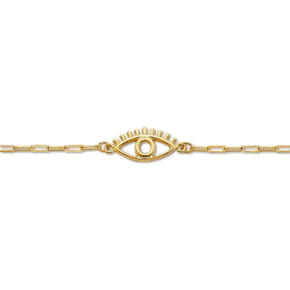 14K Gold Evil Eye Center Bracelet